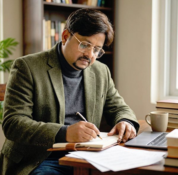 Writer_in_outfit_writing