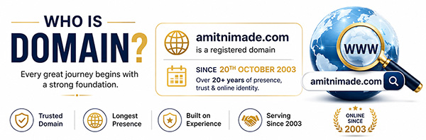 AmitNimade.com was originally registered on 20 October 2003, marking the beginning of my online journey.
